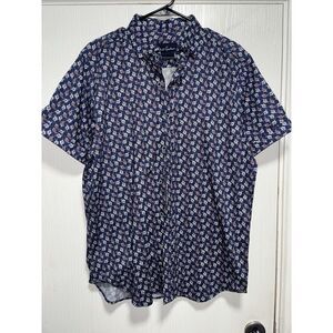 Robert‎ Graham Shirt Mens Size Large Blue Floral Tailored Fit Modern Americana